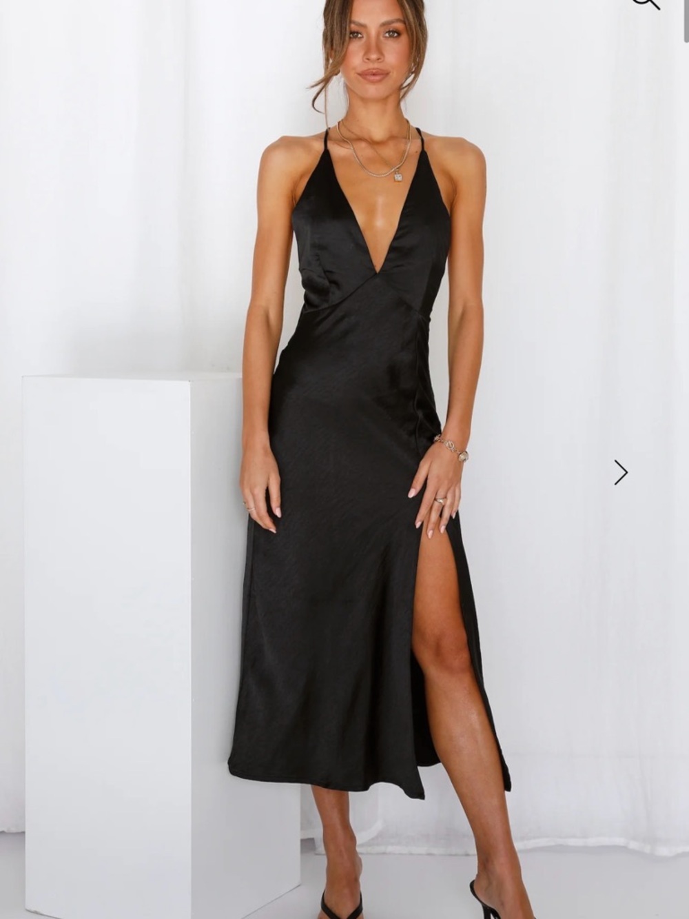 Hello Molly La Di Da Midi Black Slip Dress